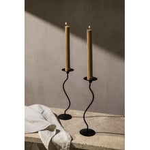 Black Waved Wrought Iron Candle Holders (Set of 2)